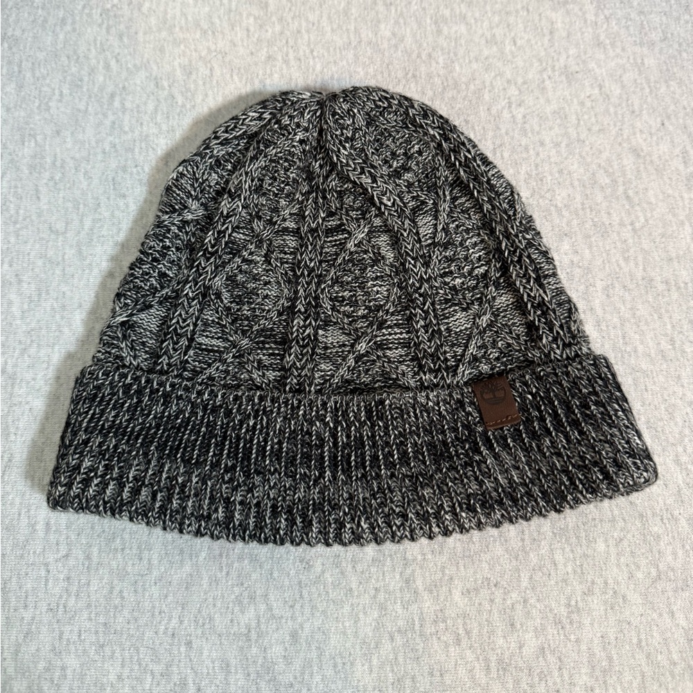 Timberland Dark Heather Grey Cable‎ Knit Winter Beanie Unisex ❄️🧢